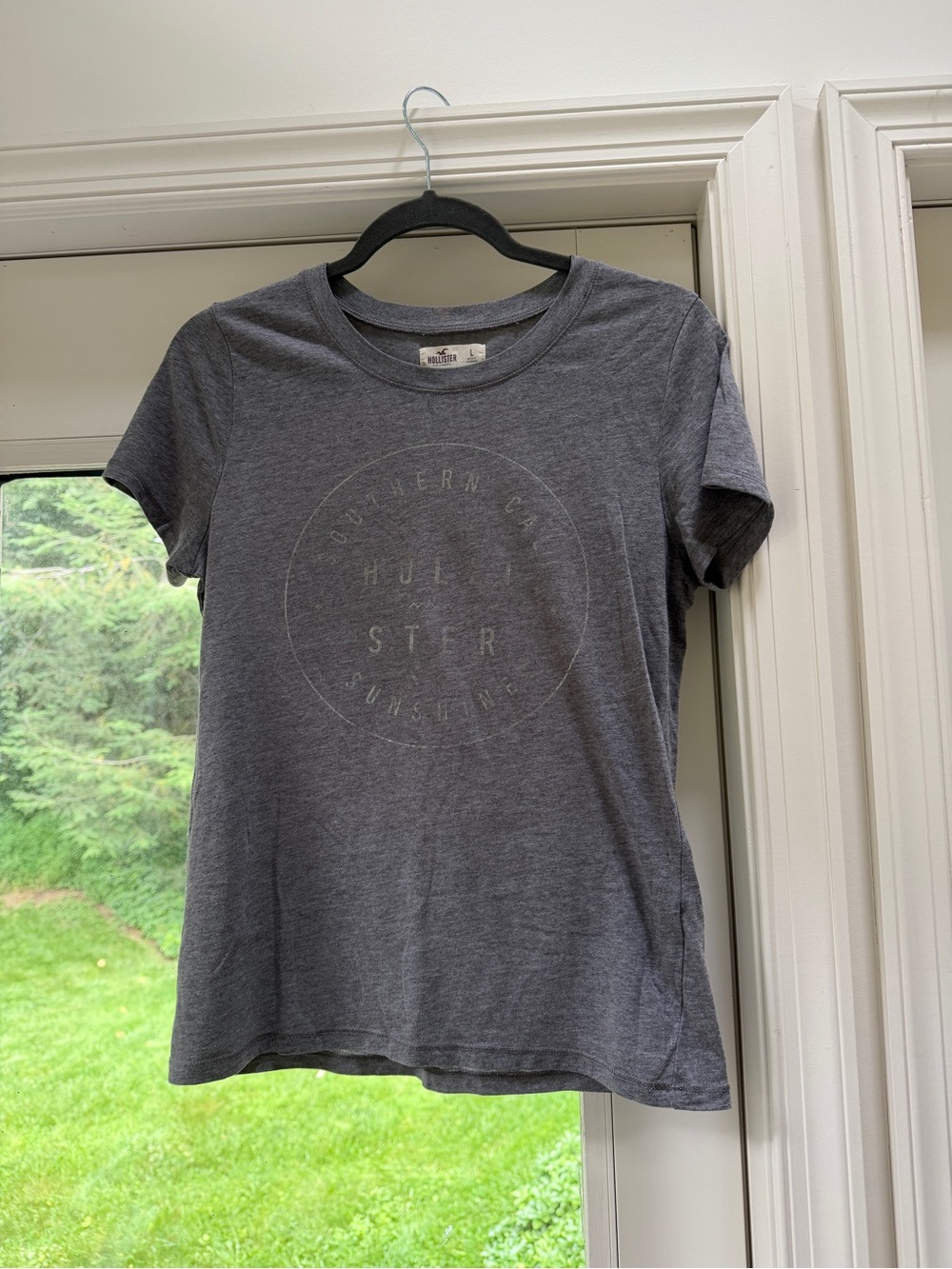 Hollister Heather Gray Crew Tee with Subtle Logo